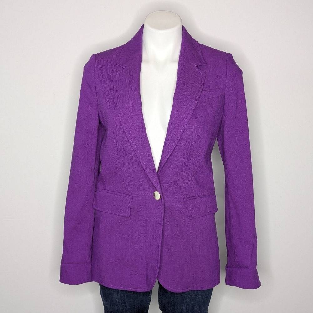 ME+EM Intense Violet Purple V Neck Single Button Professional Blazer Jacket 2